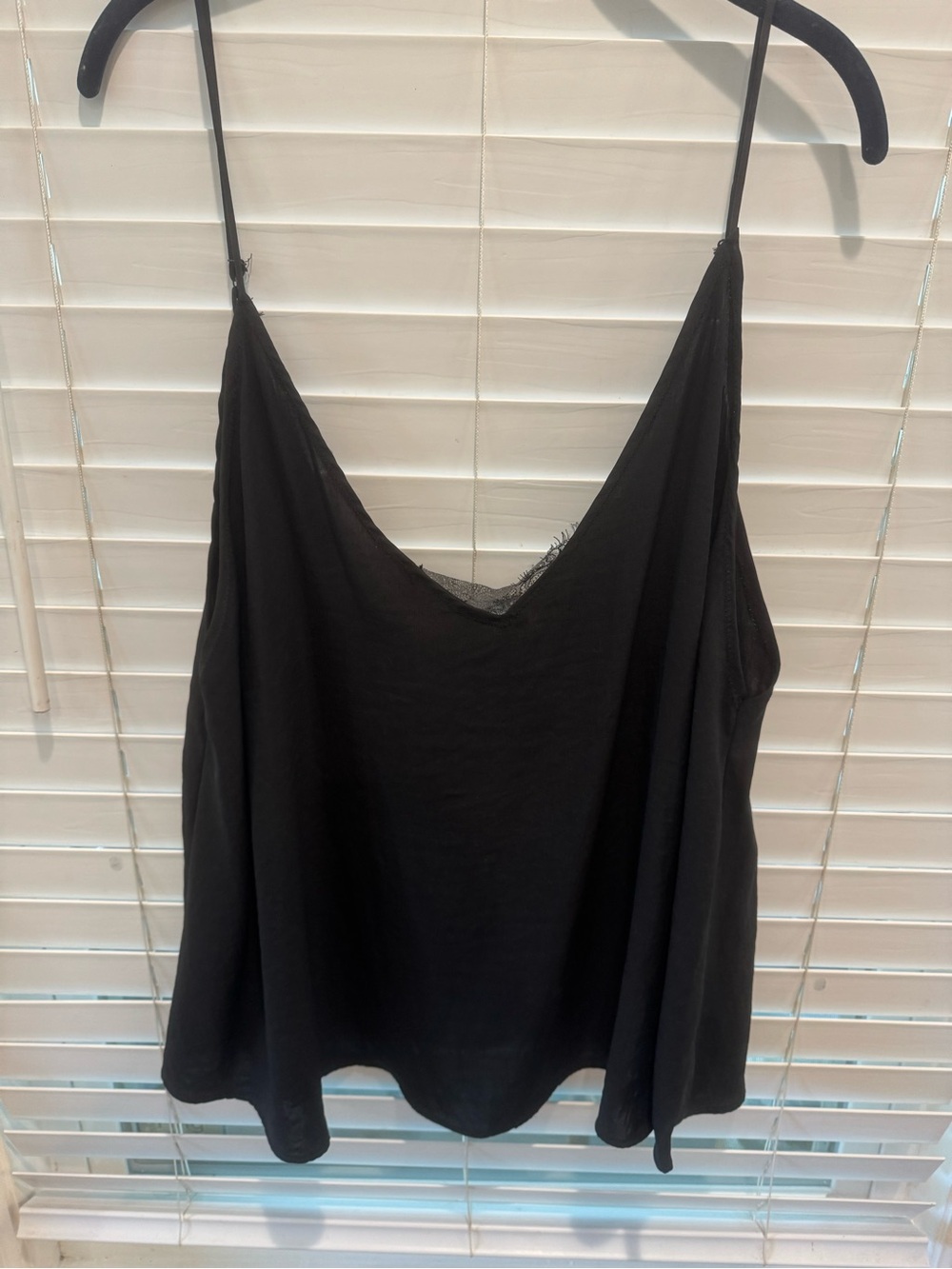 Free People Black Lace-Trim Spaghetti Strap Camisole